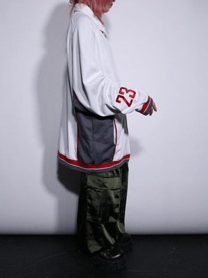 ”JORDAN” 刺繍 switching design double zip track jacket
