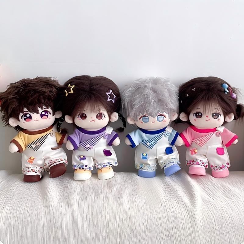 10cm/20cmぬいぐるみ用 カジュアル トップス+花柄サロペット かわいい