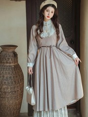 【0193】Loose Casual With Belt Long Sleeve Dress