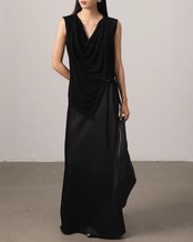 Shiny a-line maxi Skirt L0082