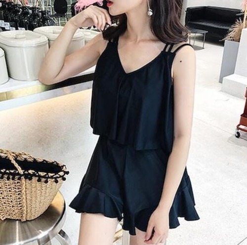2024 春夏 露出を控えた ファッション ビキニ スイムウェア付き タンキニ スタイルアップ 花 大人女子水着