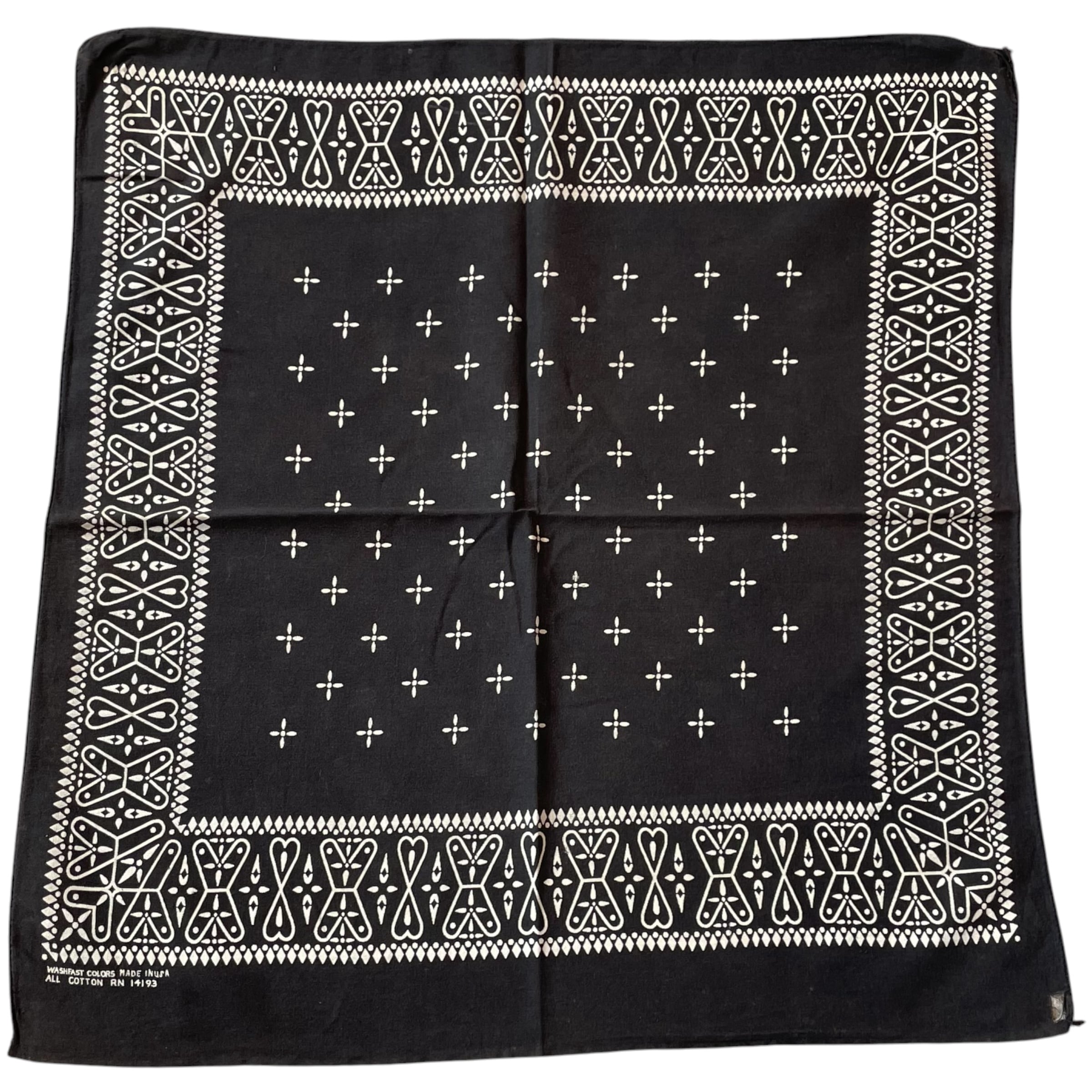 ①1970s "BLACK × Cross Pattern" Bandanna