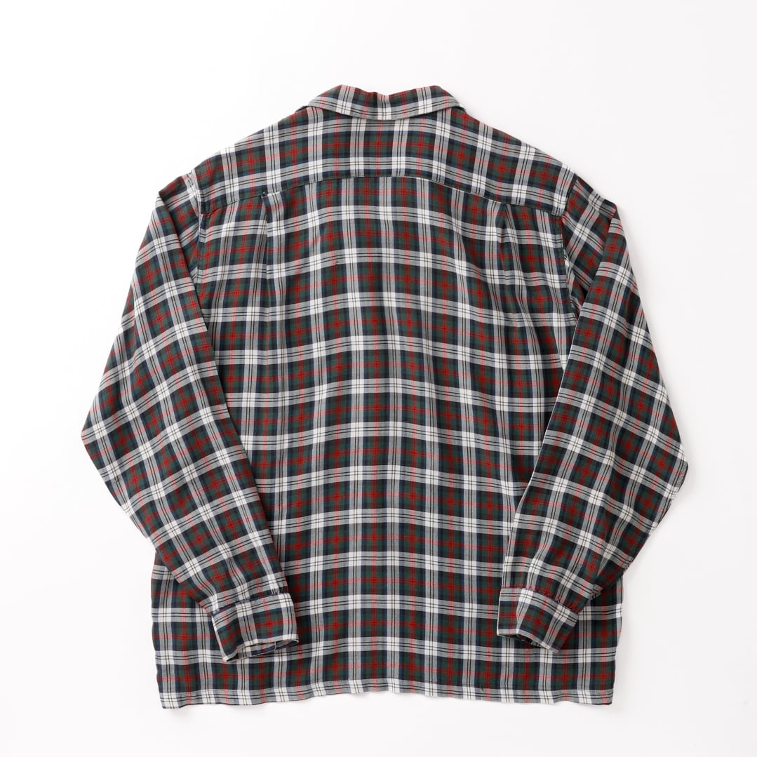 50s Vintage Rayon Shirt 50年代 ヴィンテージシャツ 極美品】50s special Vintage rayon open collar check shirt mint