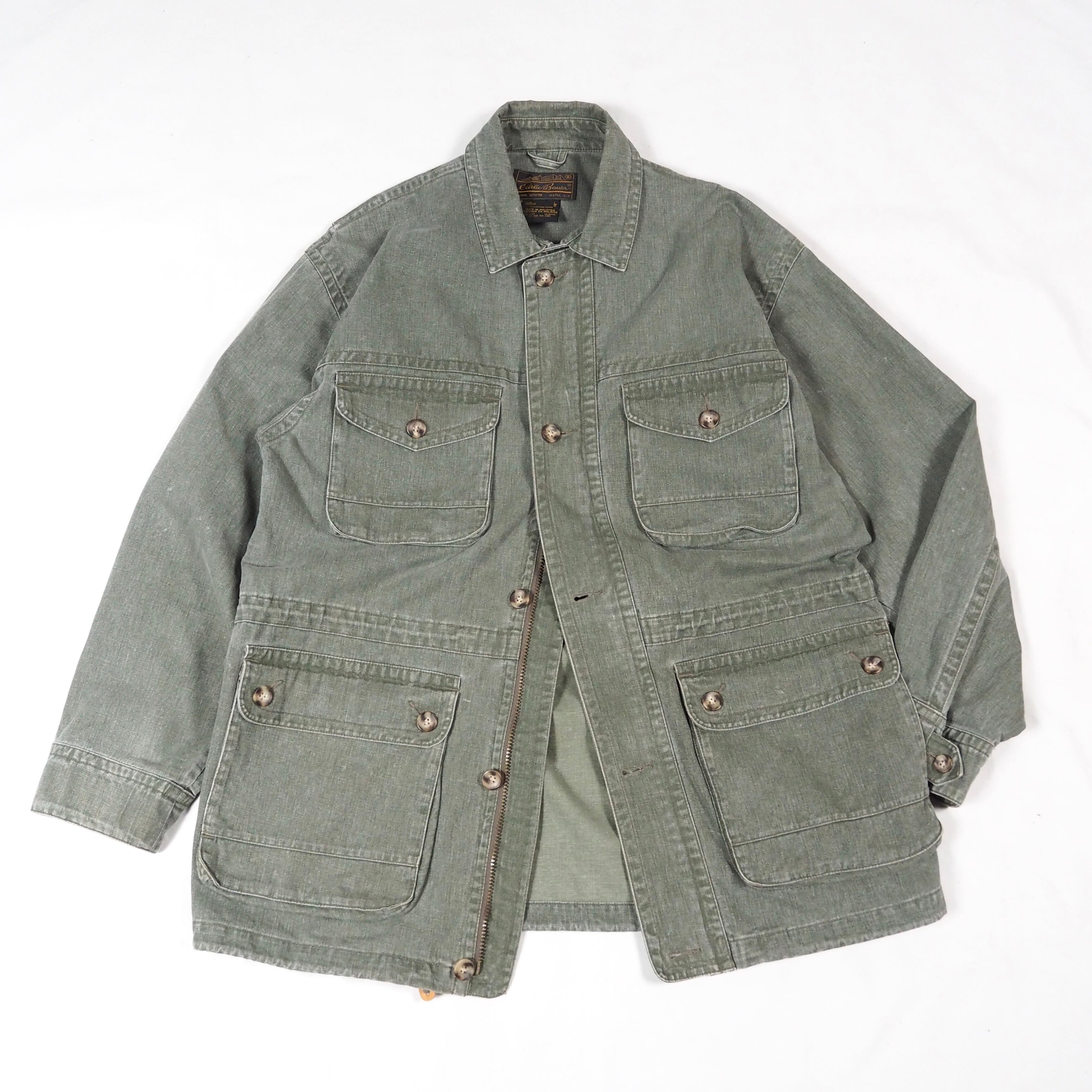 Eddie Bauer cotton twill safari jacket green L /80's エディーバウアー コットンツイル サファリジャケット