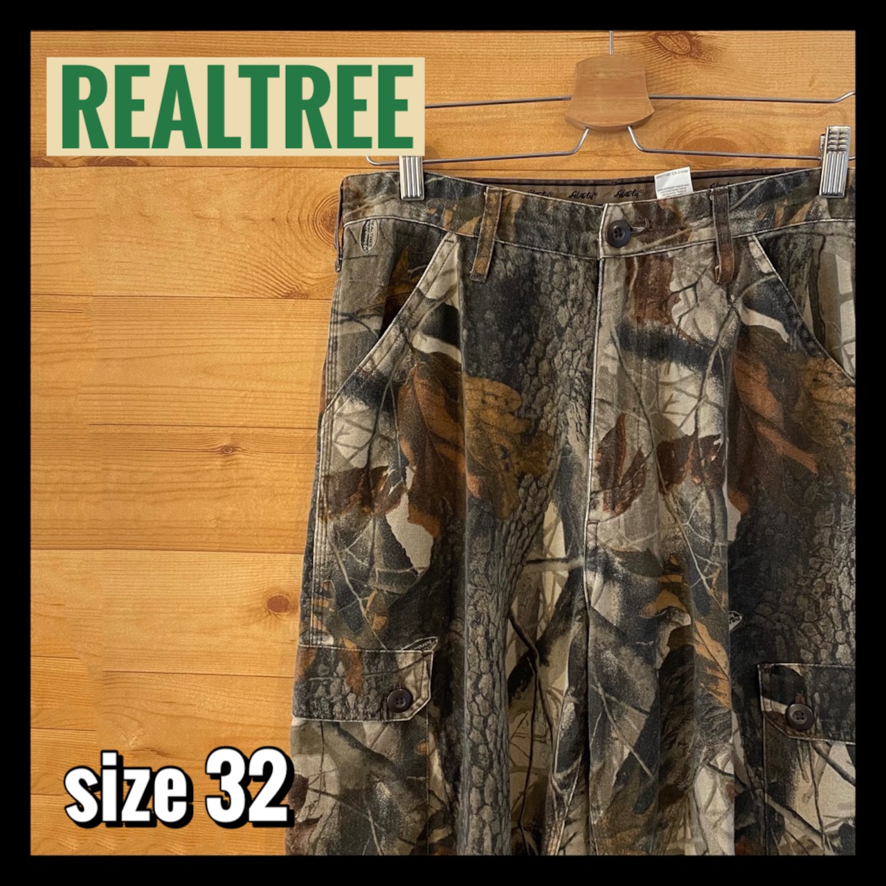 【REALTREE】カモフラージュ カモ柄 総柄 カーゴパンツ ミリタリー W32 アメリカ古着