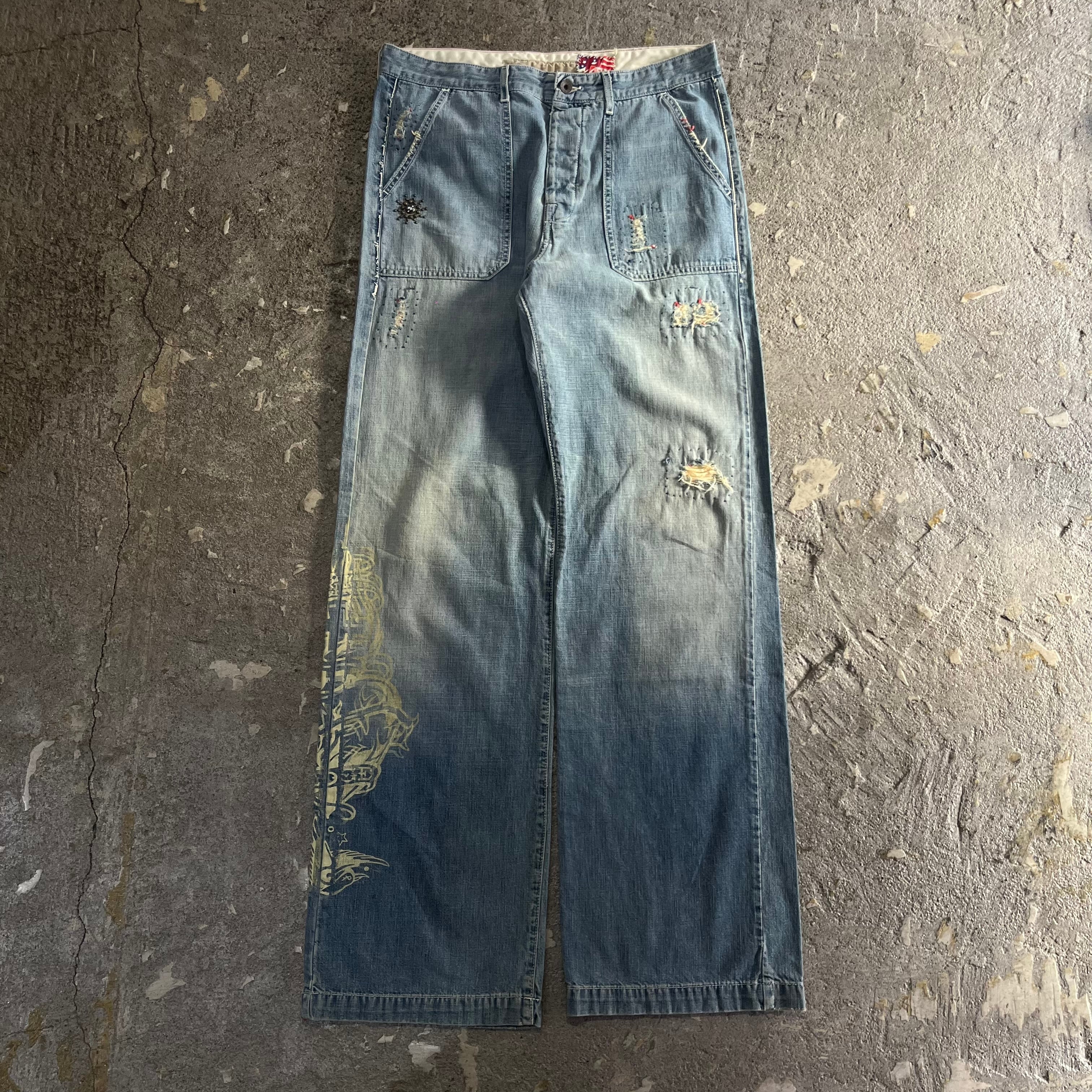 Vintage 中国長城 Handmade Denim Pants