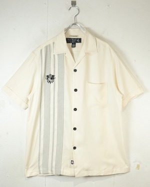 【Caka act2】“Nat Nast” Embroidery Vintage S/S Open Collar Silk Shirt