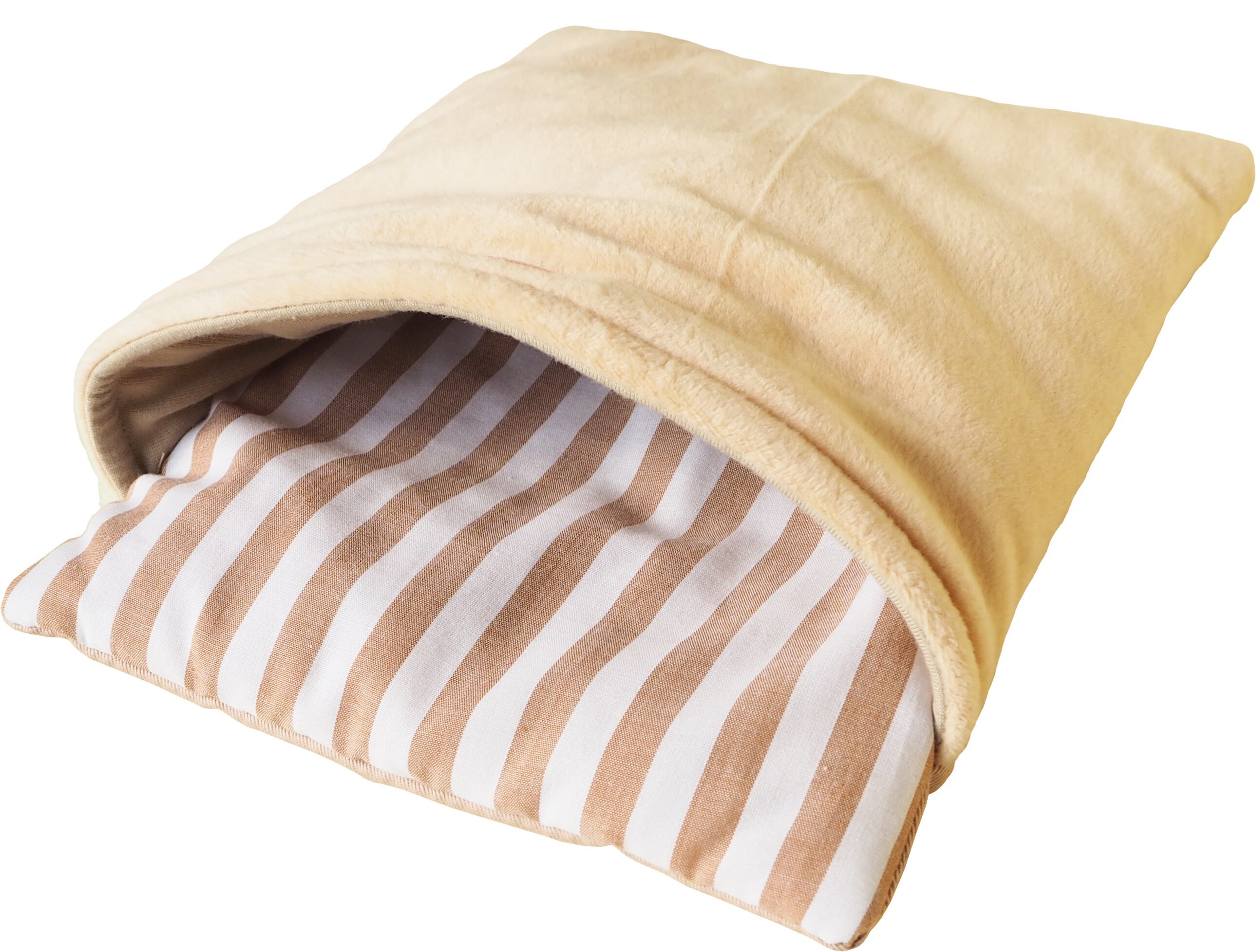 【小動物用品】もぐって寝ぶくろ ベージュ/グリーン