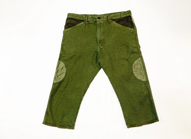 19SS  硫化染め甘り綿麻7分丈パンツ / Sulfide dyeing loose woven cotton linen three quarter pants