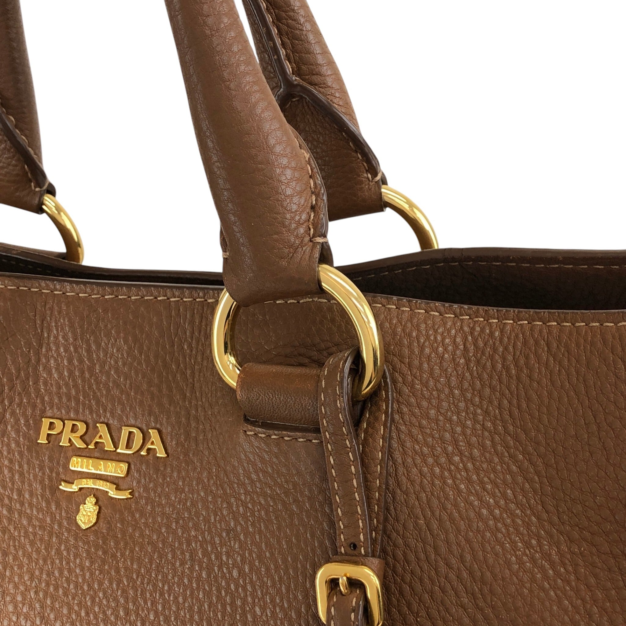 PRADA プラダ トートバッグ ブラウン ロゴ レザー 2way vintage