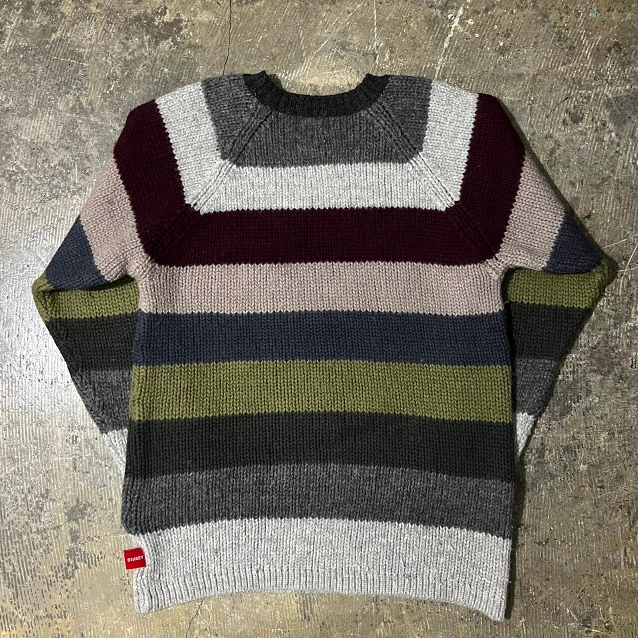 90s STUSSY Wool Border Knit Sweater | VOLAR 90s STUSSY Wool Border Knit Sweater | VOLAR