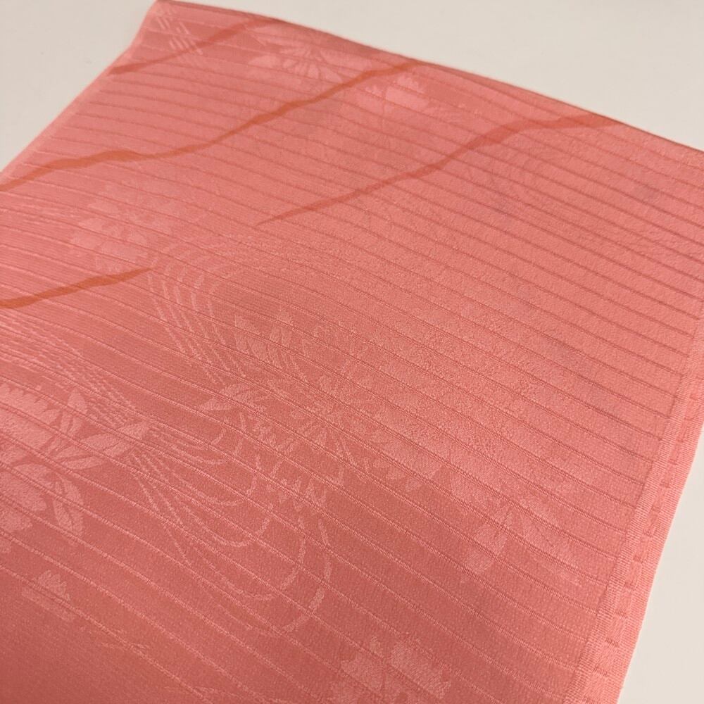 夏帯揚げ 新品 夏用 帯揚 ピンク 小紋 紬 訪問着 普段着用 礼装用 正絹 絹100% 和装小物 5733