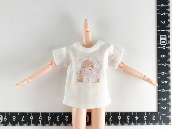 ドール服 1/6 女性用21_23 プリントTシャツ White Ok STK 02112 - 画像1