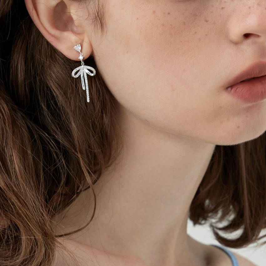 stone ribbon earrings J00282