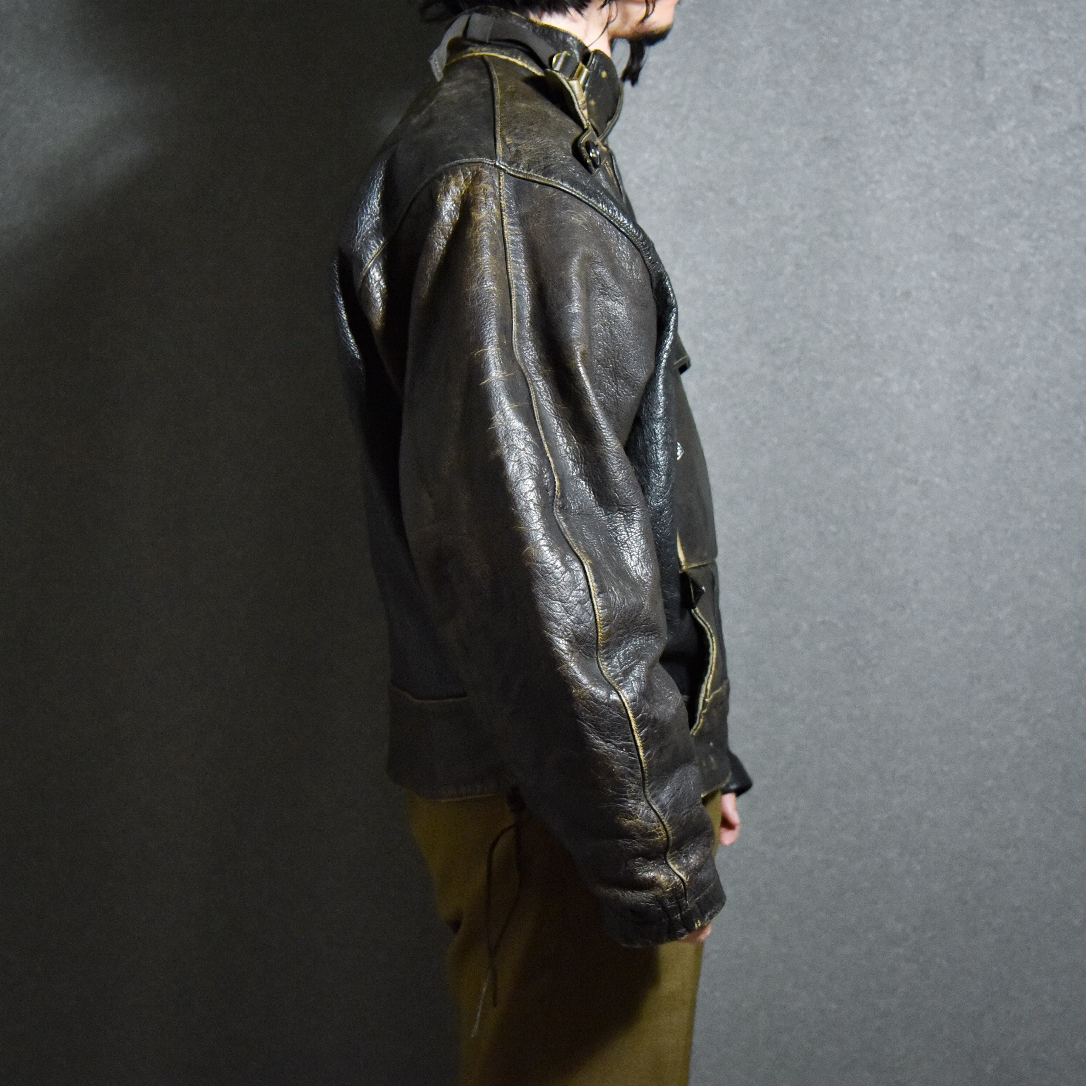 40s Swedish Army Leather Motorcycle Jacket スウェーデン軍 レザー