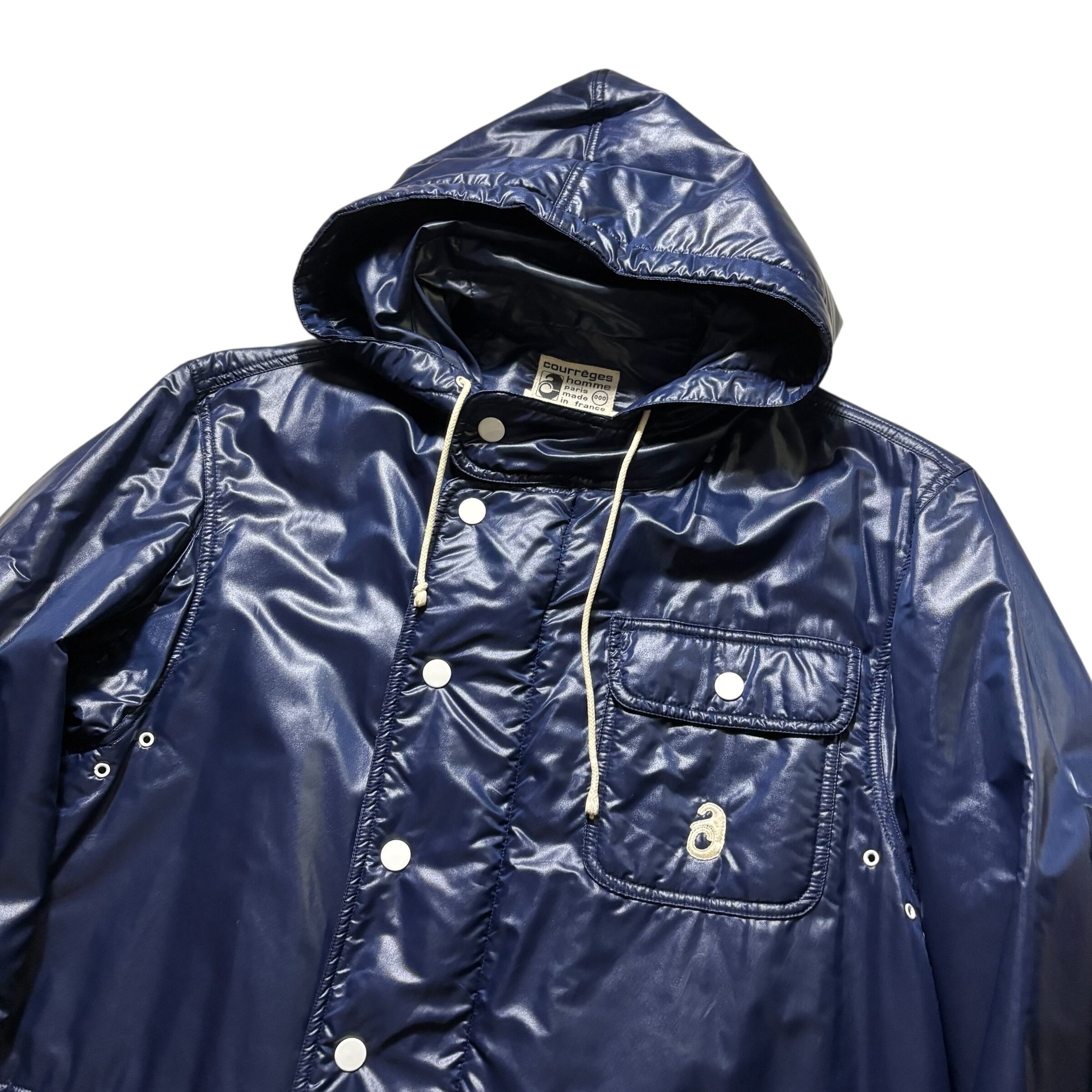 courreges homme paris ウールジャケット　archive 5 vintage COURREGES HOMME nylon hoodie coat | NOIR ONLINE