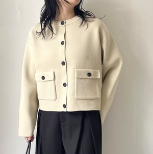 ナンバーミーTOKYO" CONTRAST BUTTON CREW KNECK CARDIGAN"IVROY