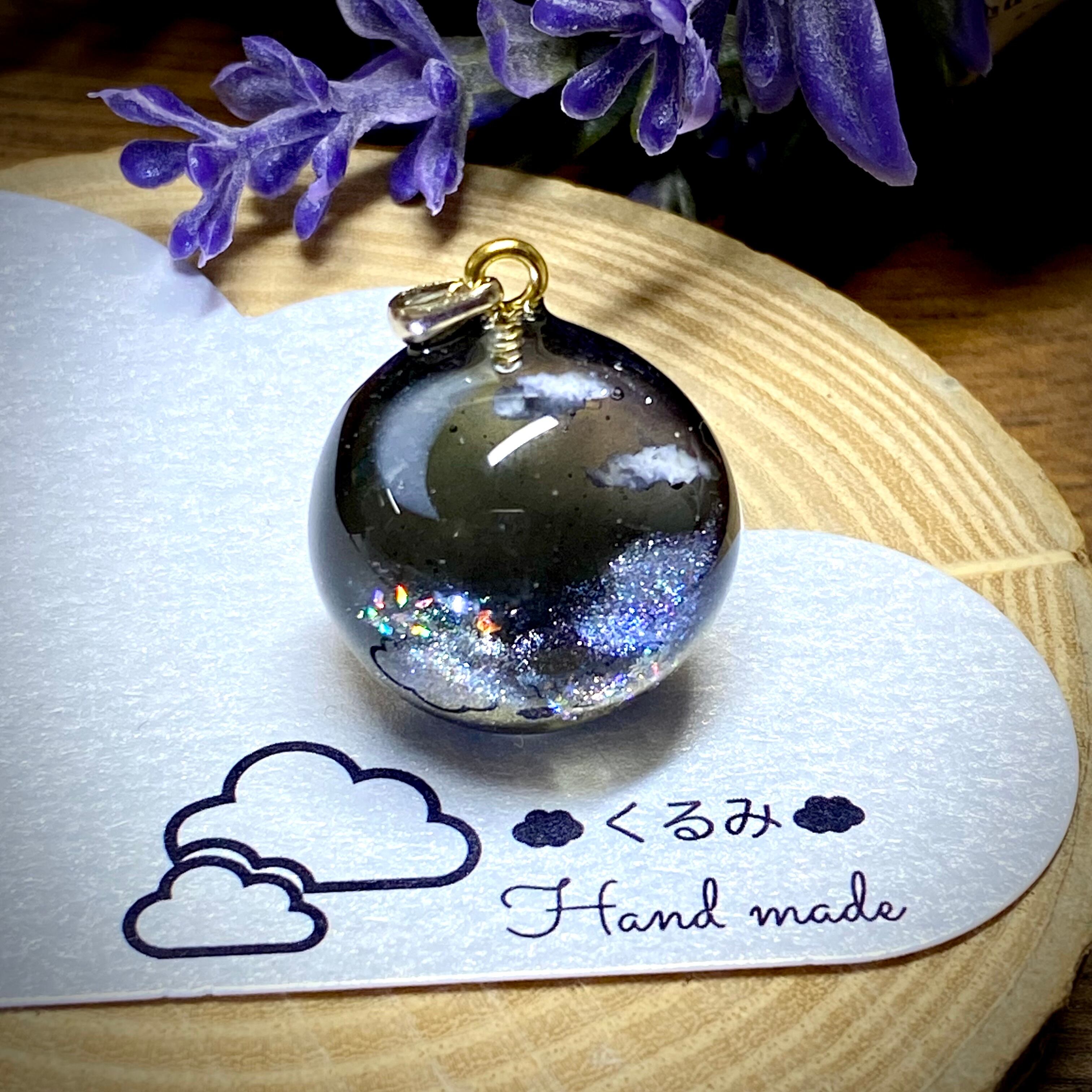 半球の宇宙レジン 三日月と天の川✩.*˚ 小さめ J