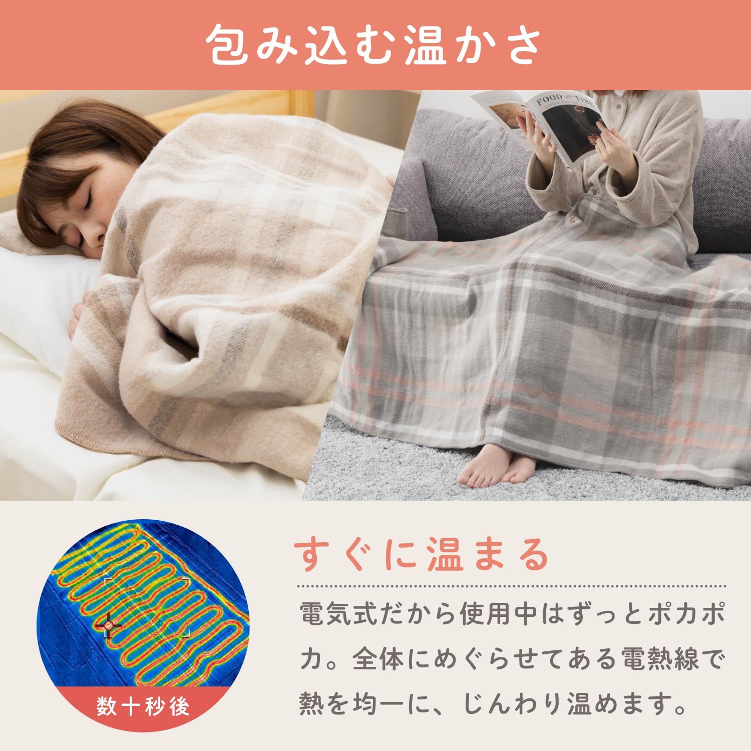melket(メルケット) 電気膝掛け 日本製 タイマー付き 140×82cm 電気