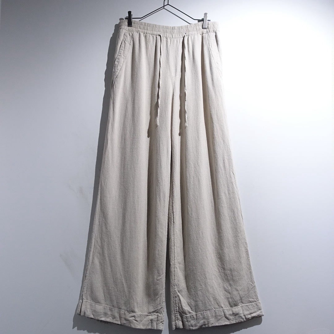 Ivory Linen & Viscose Easy Wide Pants