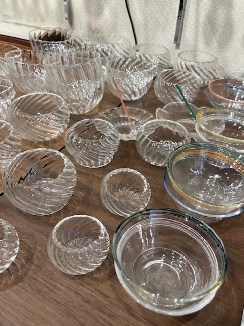 選べませんが超安いシリーズ　５点購入（豆皿・豆鉢・小皿・小鉢・珍味入れ・丸鉢・お香立て）　耐熱ガラス製　