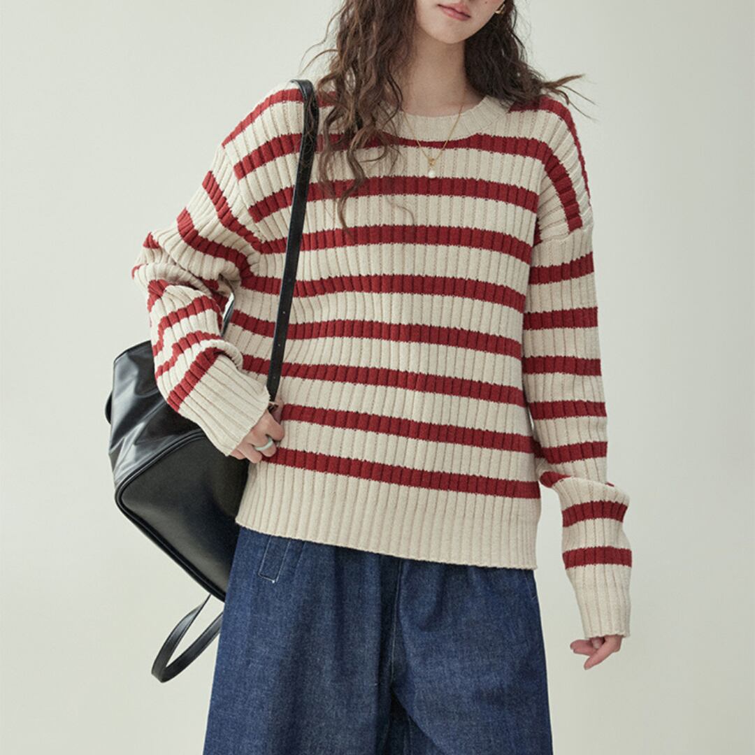 striped crew neck sweater
