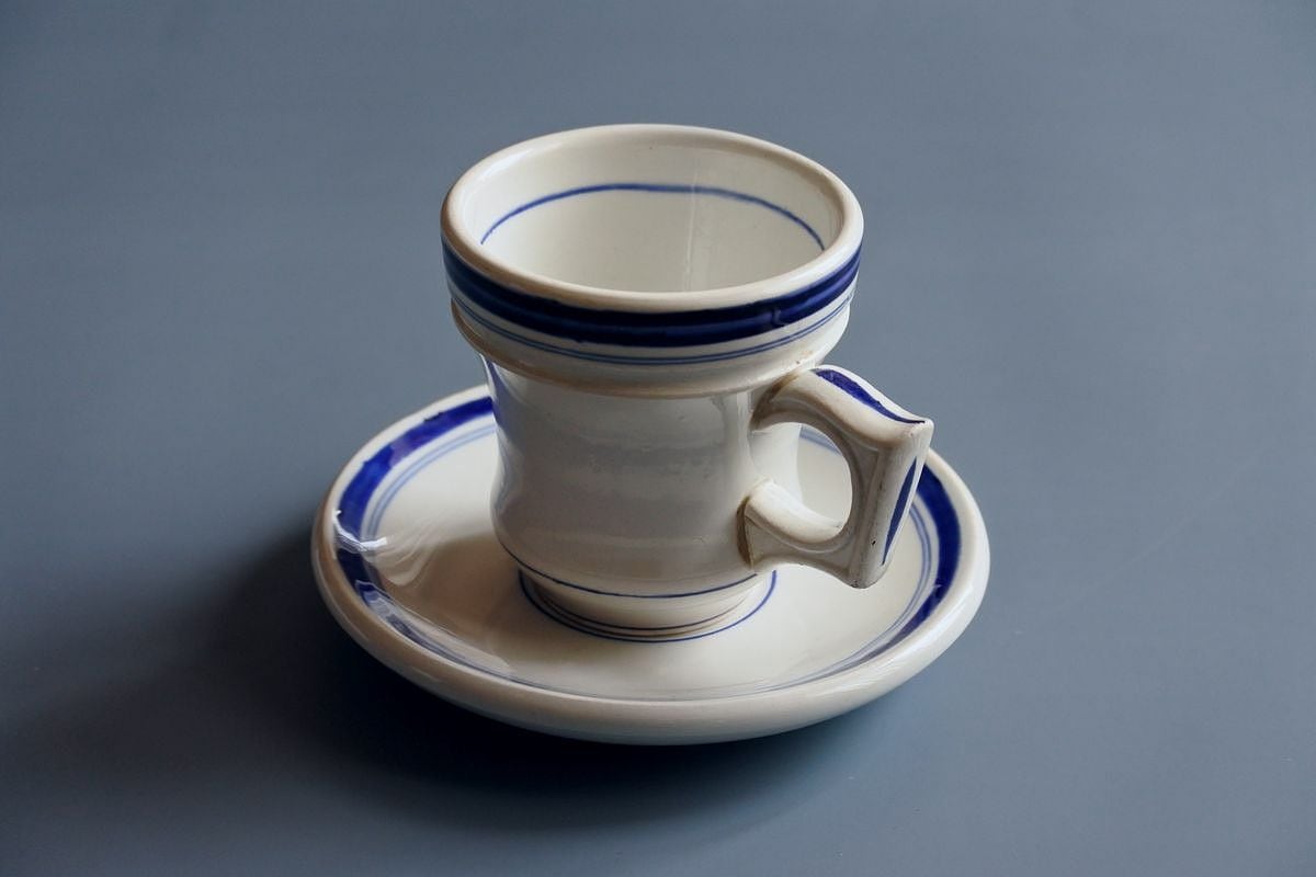 19th C. French Cup and Saucer, Gien 1860-1871 B | Pay ID