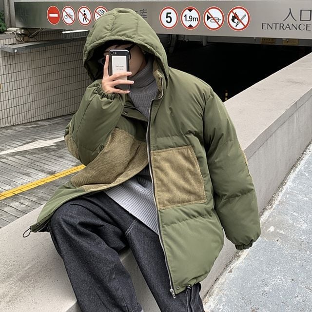 Dime ダイム ダウンジャケット カーキコーデュロイ