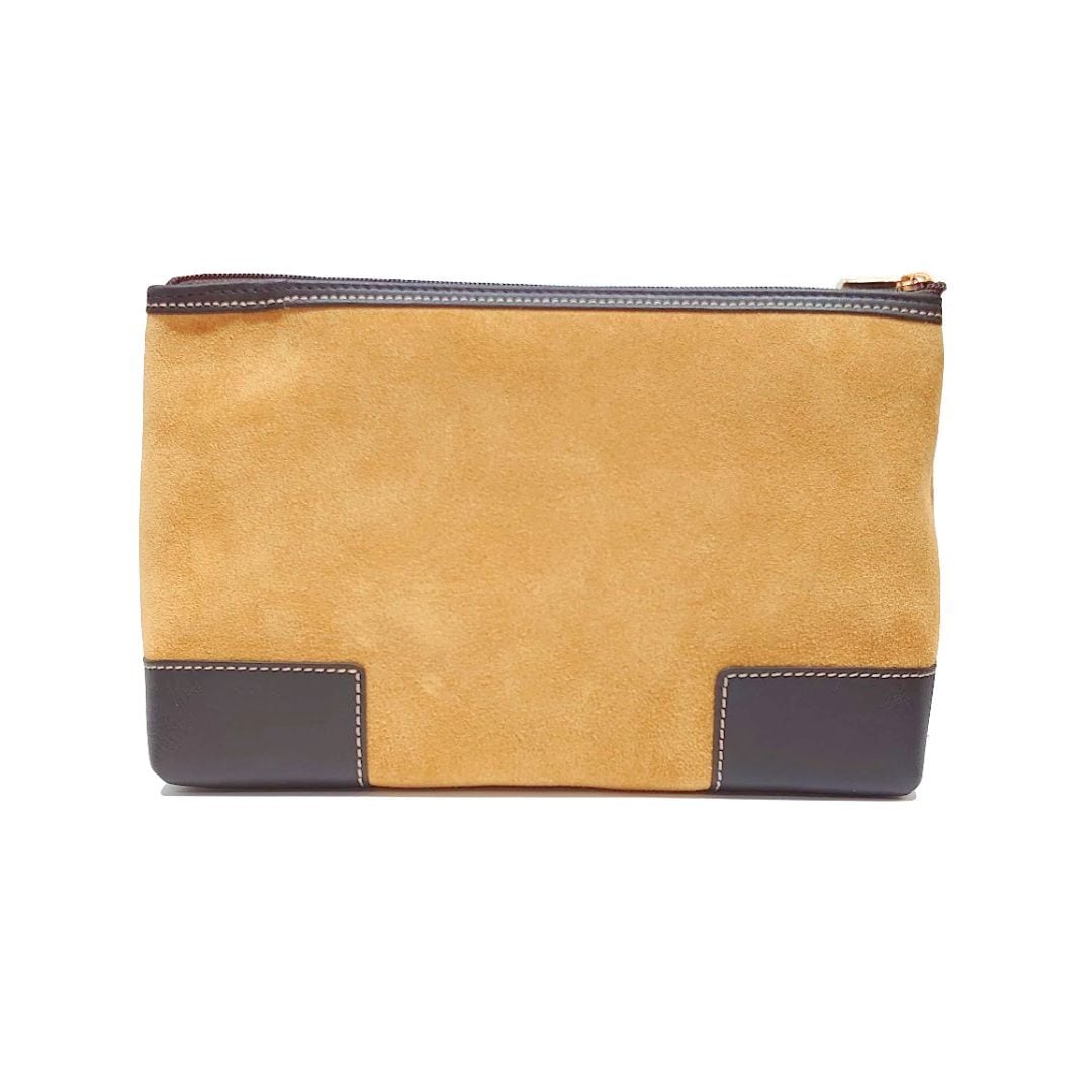 LOEWE ロエベ ポーチ アナグラム スエード レザー キャメル ブラウン 