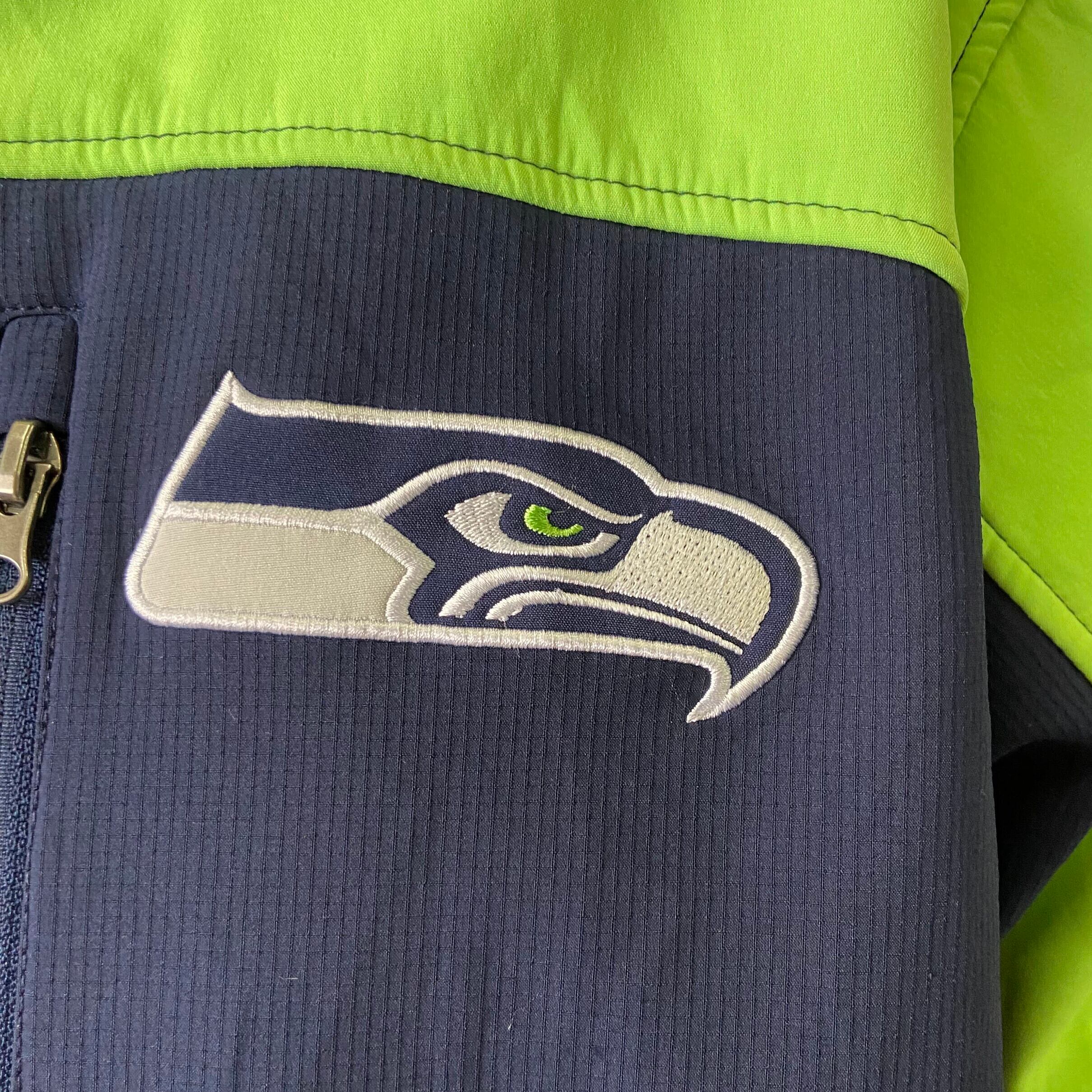 NFLシーホークス フリースライナー 中綿ナイロンジャケット 刺繡 切替 2XL