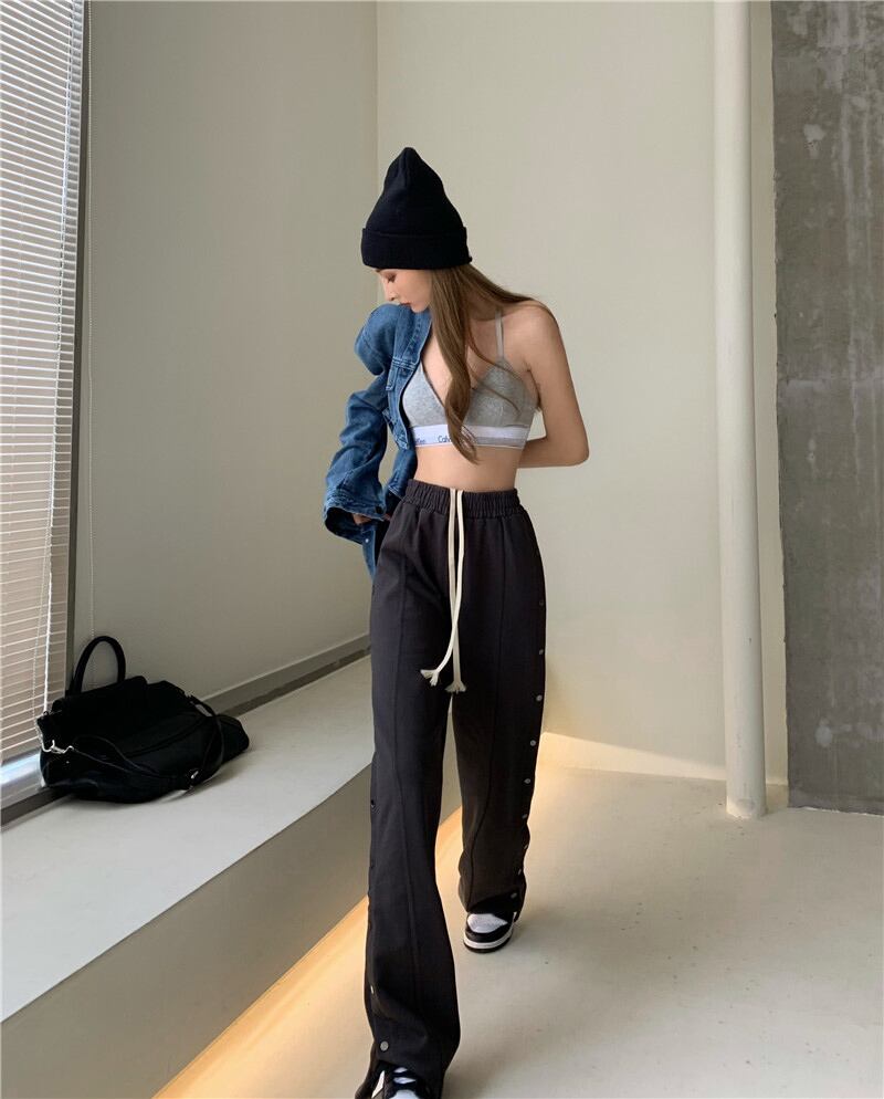 パンツ ハイウェストウェストルーズサマー ブラック 夏物 ブラックストロベリース27821180683