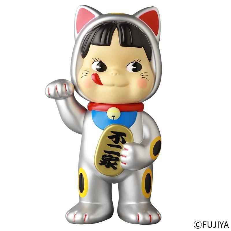 不二家ソフビコレクション 招き猫 ペコちゃん 銀塗装 | familytown