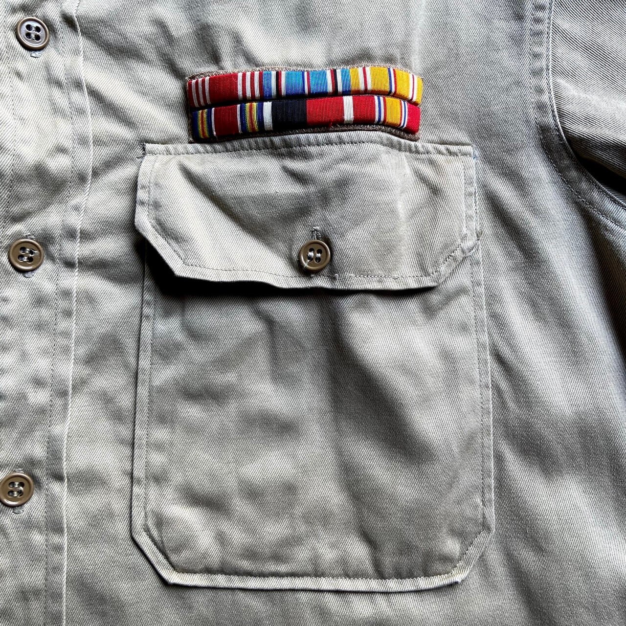 50年代 米軍実品 U.S.ARMY 長袖 コットンツイル ワッペン ミリタリー