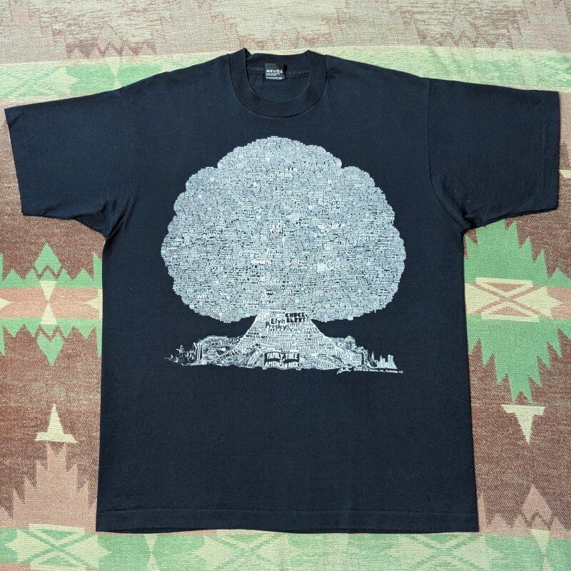 90s FAMILY TREE OF AMERICAN ROCK Print T-Shirt (XL) | Wonder Wear