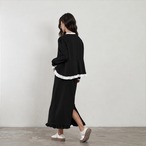 裾フリル ストレッチロングスカート