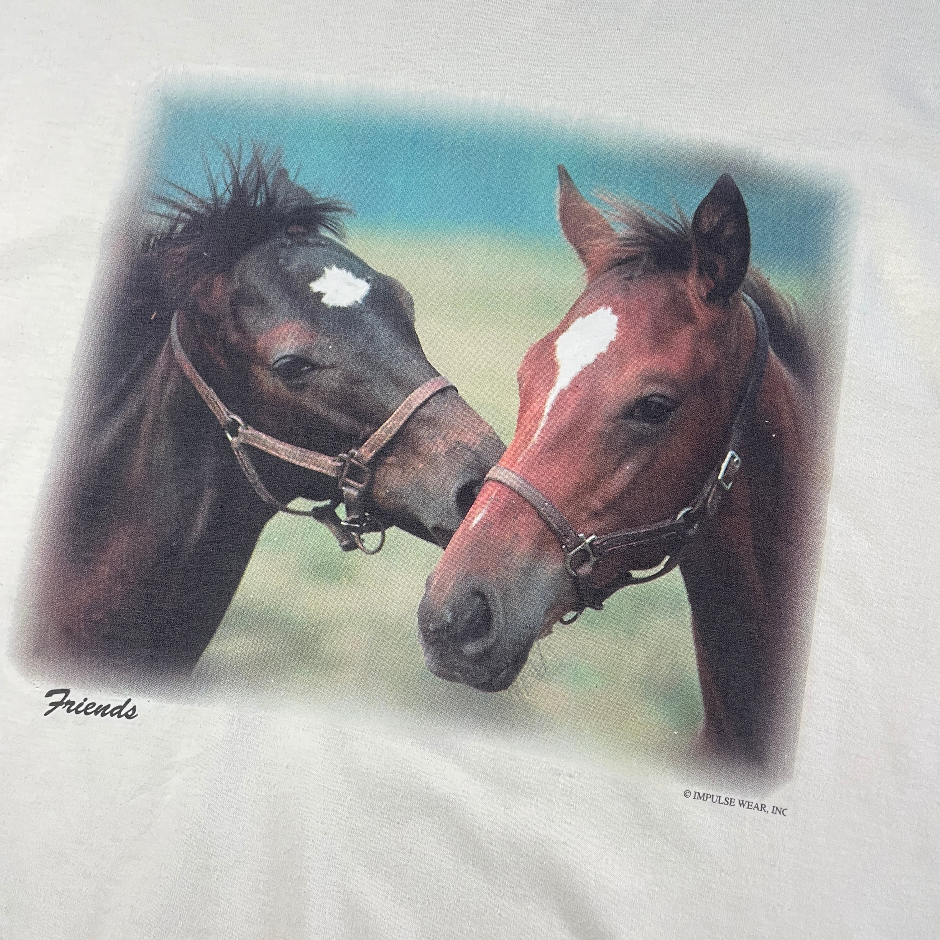 90年代 IMPULSE WEAR INC 馬 アニマル アート プリントTシャツ メンズL 