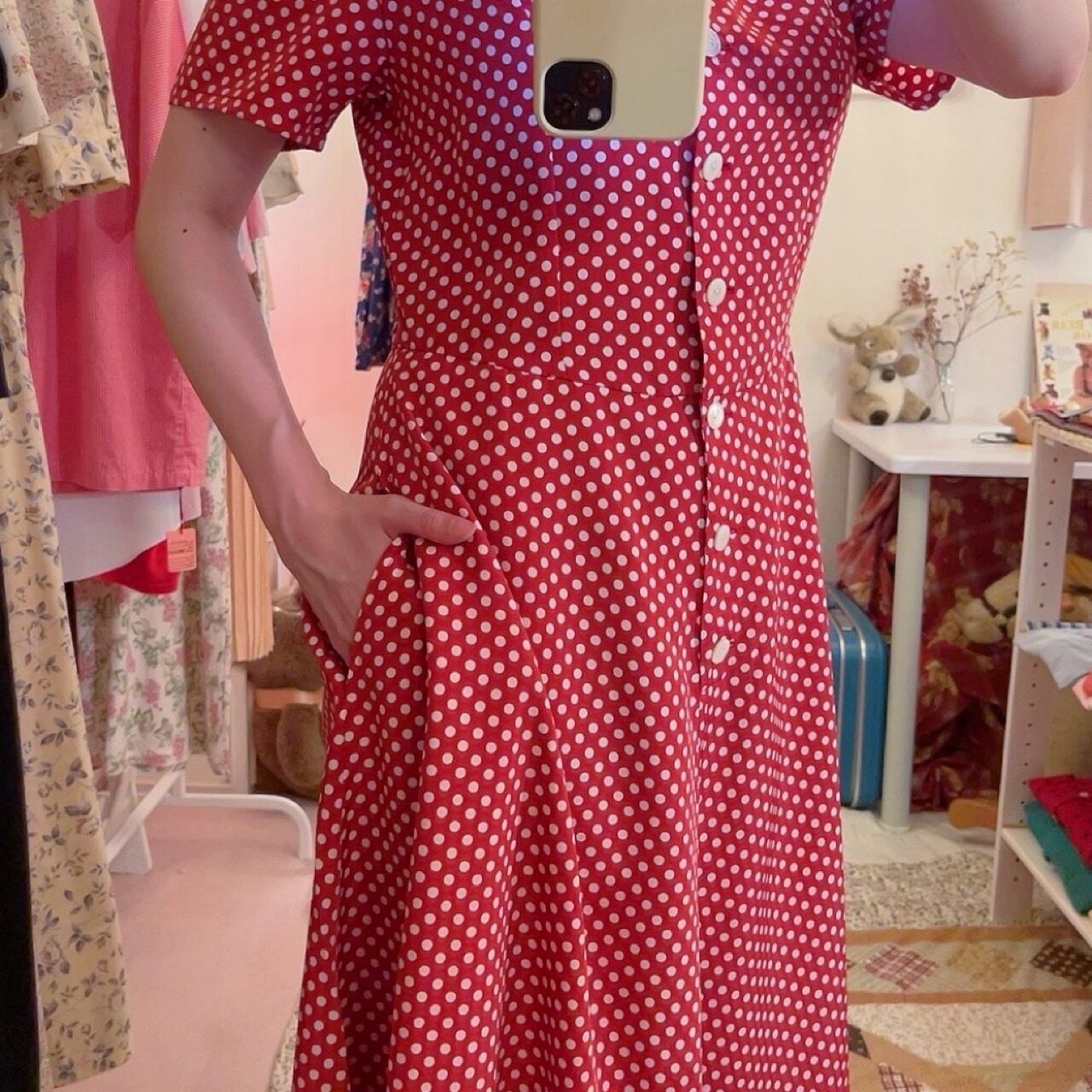 red dot front button one-piece