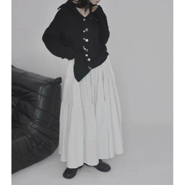 Asym button knit sweater C1299