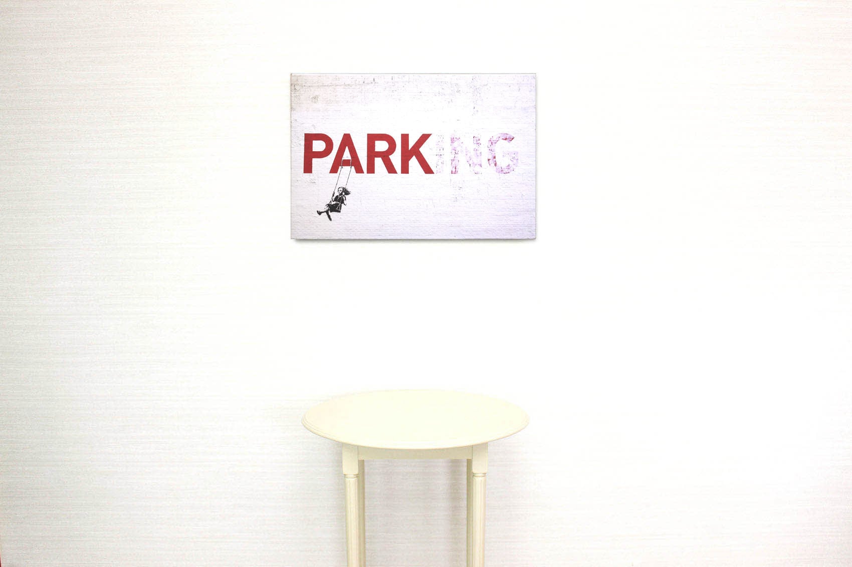バンクシー「パーキング/Parking」展示用フック付きキャンバスジークレ
