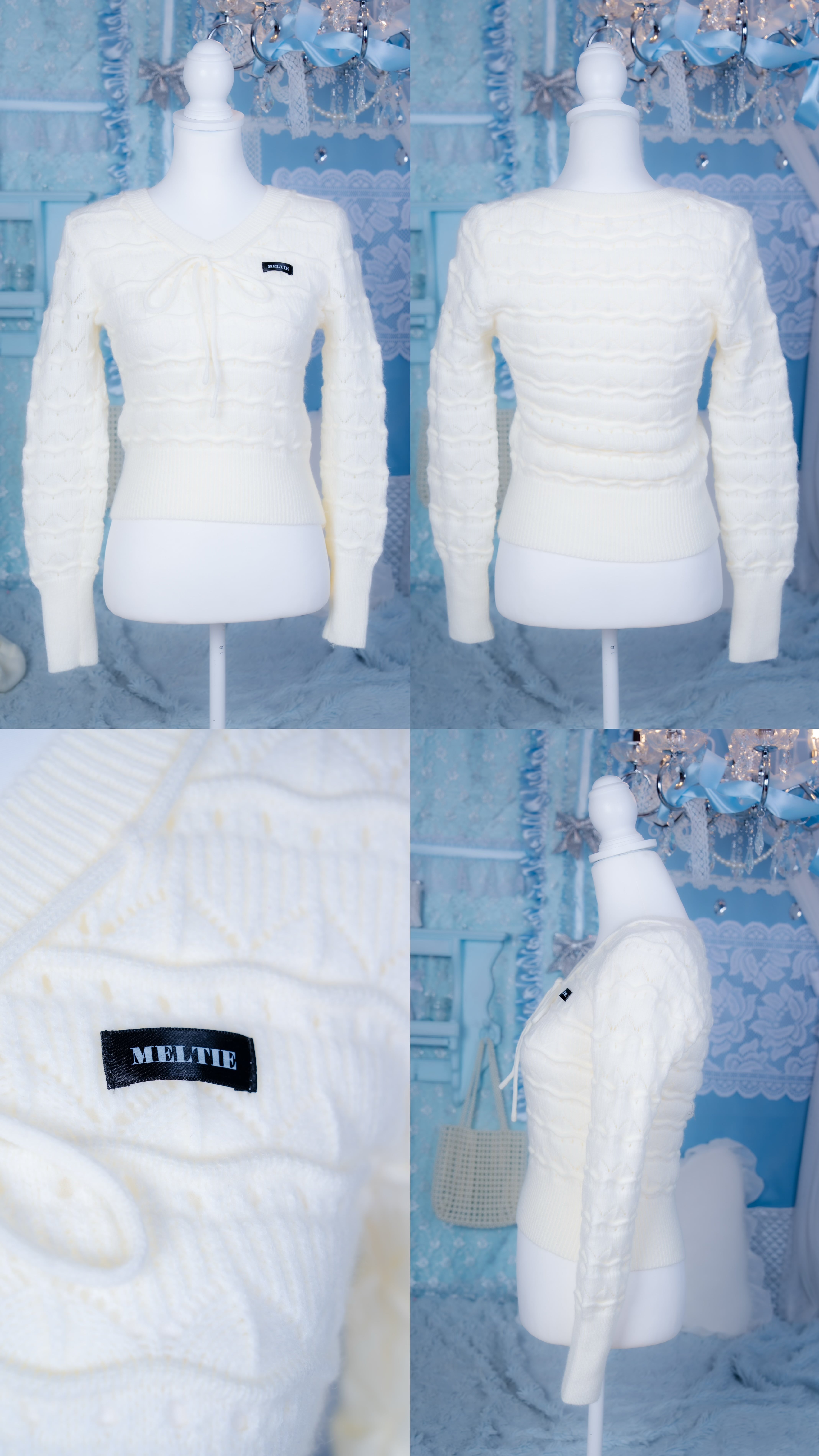 Ribbon V-Neck Knit