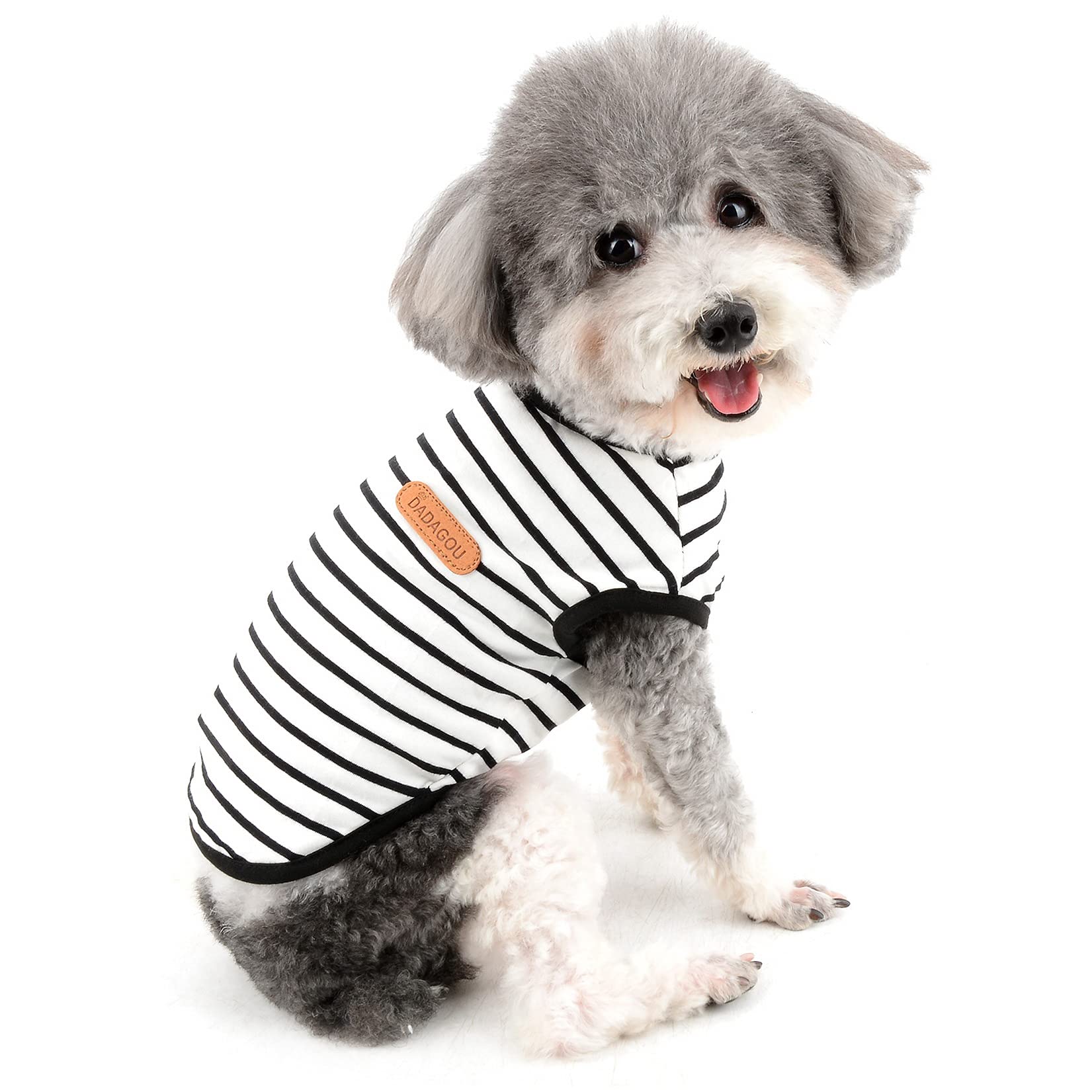 ZUNEA 犬用 Tシャツ 小型犬 夏 タンクトップ 綿製 柔らかさ ベスト シャツ ボーダー柄 ペット 犬 猫服 おしゃれ かわいい シャツ ひんやり ドッグウェア 洋服 可愛い 子犬 チワワ 服 脱毛保護 お散歩 ブラック M