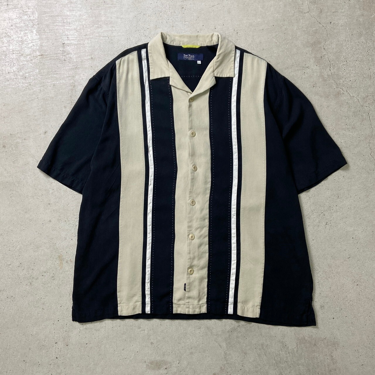 90年代〜00年代 Nat Nast オープンカラーシルクシャツ ストライプ 