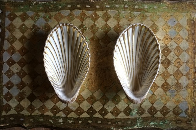 19世紀  金の海から 帝政様式 金の貝と大きなラヴィエb パリ窯 アンティーク