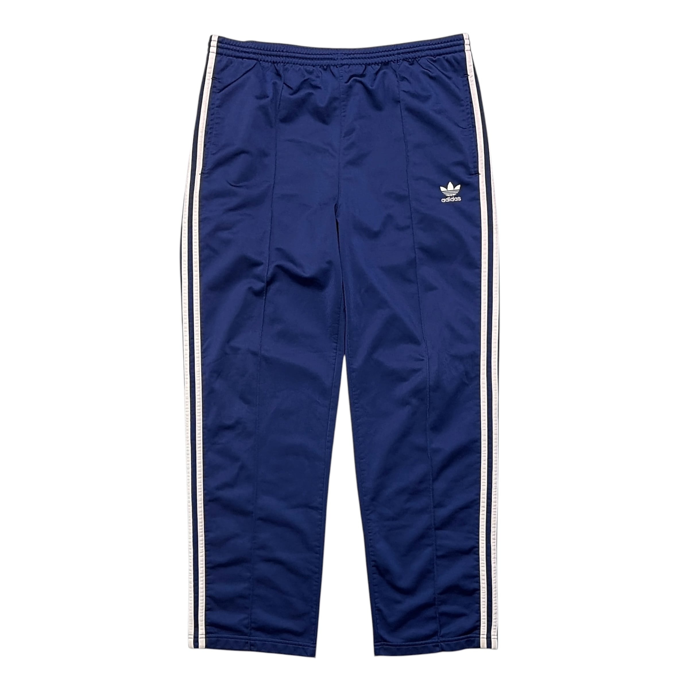 90s 00s ADIDAS アディダス トラック パンツ ジャージ プリーツ 紺 3本