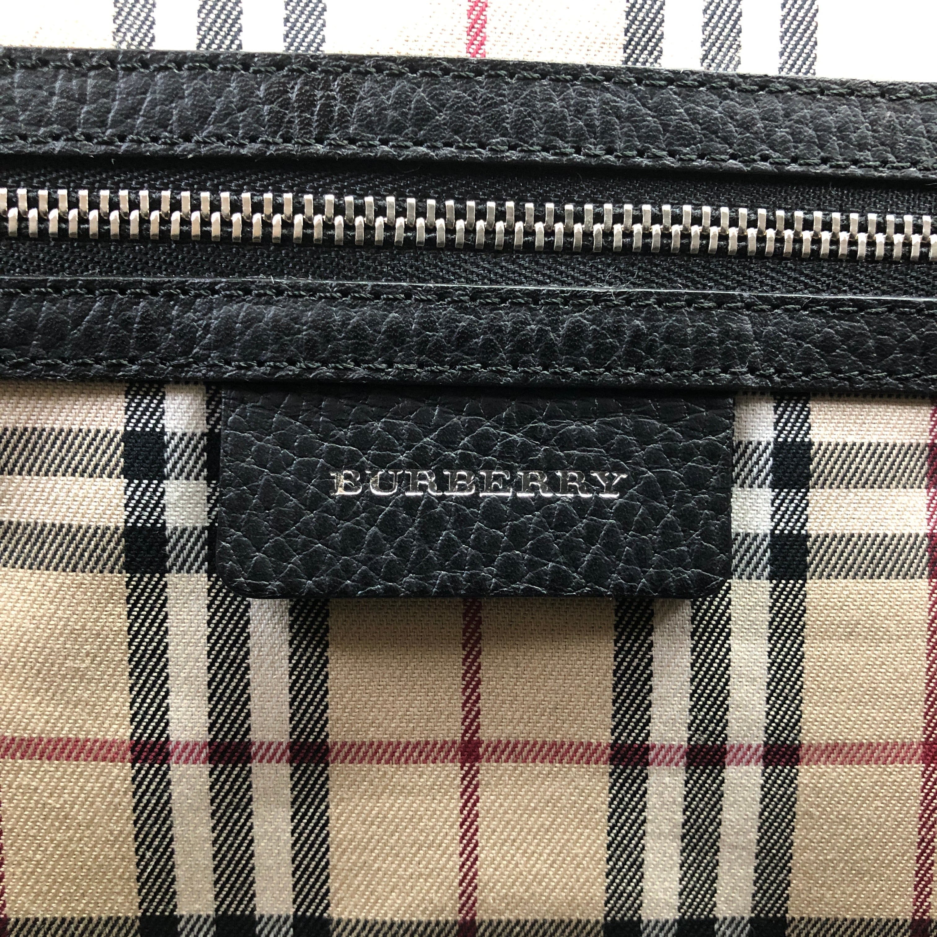 BURBERRY バーバリー ハンドバッグ ブラック ロゴ レザー ボストン