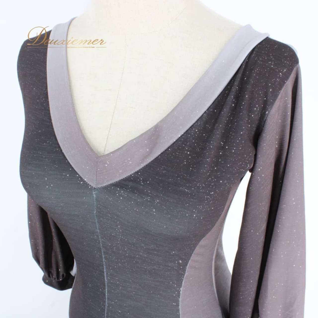 社交ダンス 衣装 ドレス スタンダード ブラック系 グレイ系 MGI ワンピース ラメ キラキラ グラデーション ダンスパーティー パーティドレス ステージ衣装 発表会 エレガント かわいい 上品 大人っぽい きれいめ 華やか レディース デモ スタイリッシュ シンプル
