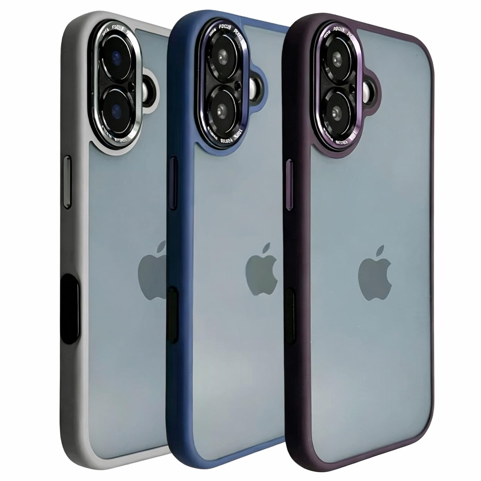iyite iPhone 16 用 ケース 一体型カメラレンズ保護機能付き ミルグレード耐衝撃防御 透明 TPU ポリカーボネート 6.1インチ パープル