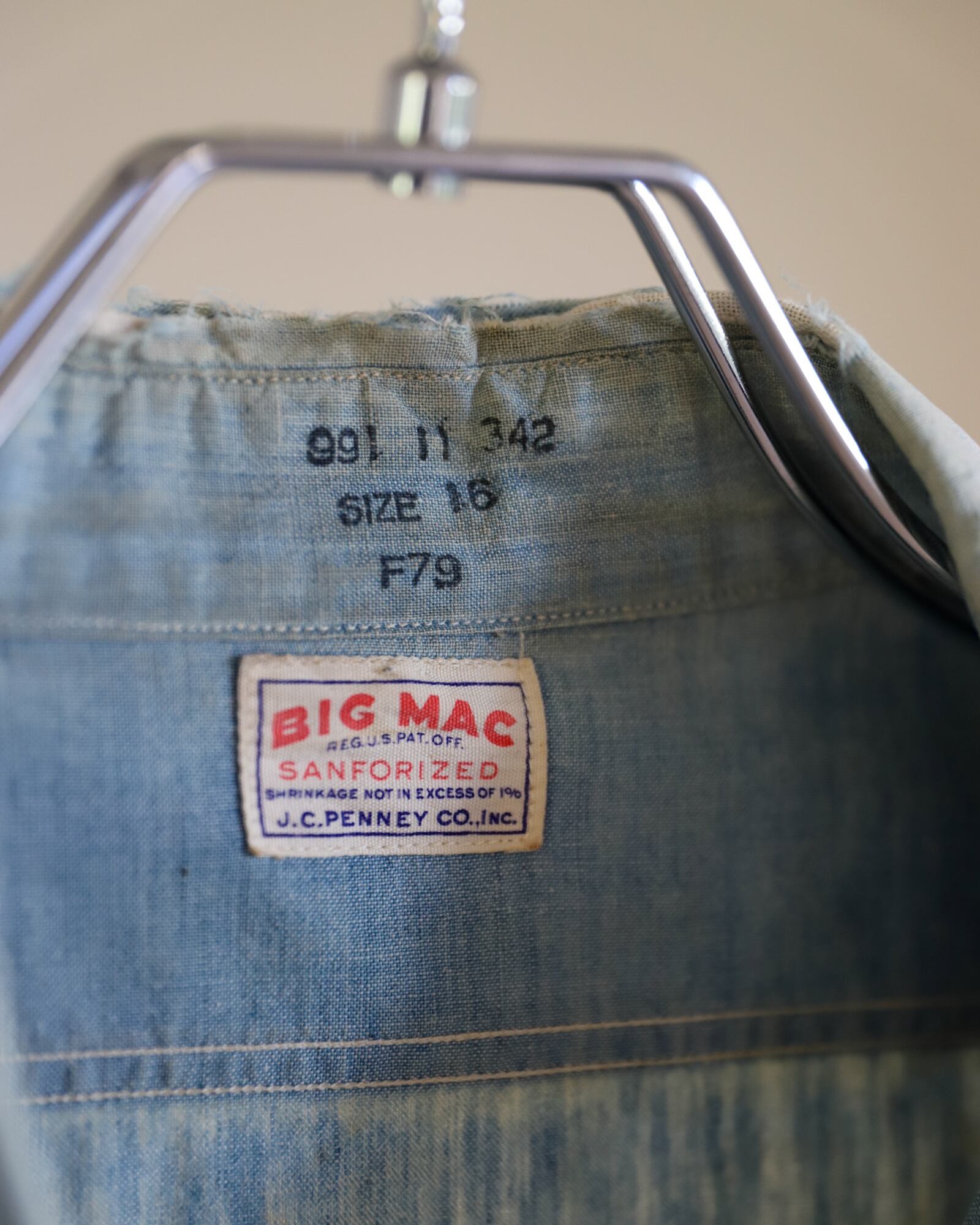 希少】50s BIG MAC special vintage chambray shirt big size made in
