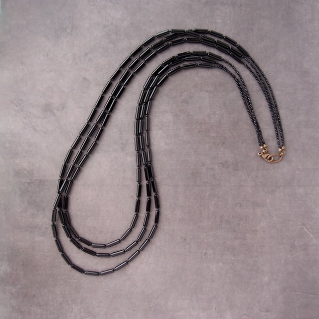 Black Onyx Long Necklace／ブラックオニキス 3連ロングネックレス