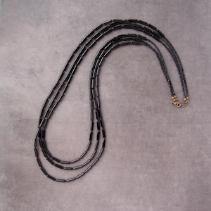 Black Onyx Long Necklace／ブラックオニキス 3連ロングネックレス